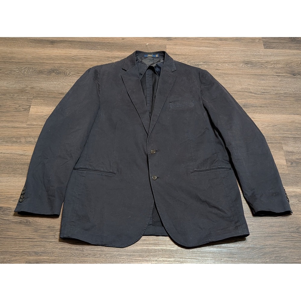 Polo Ralph Lauren Stretch Chino Blazer Sport Coat Mens 44L Navy Made in Portugal